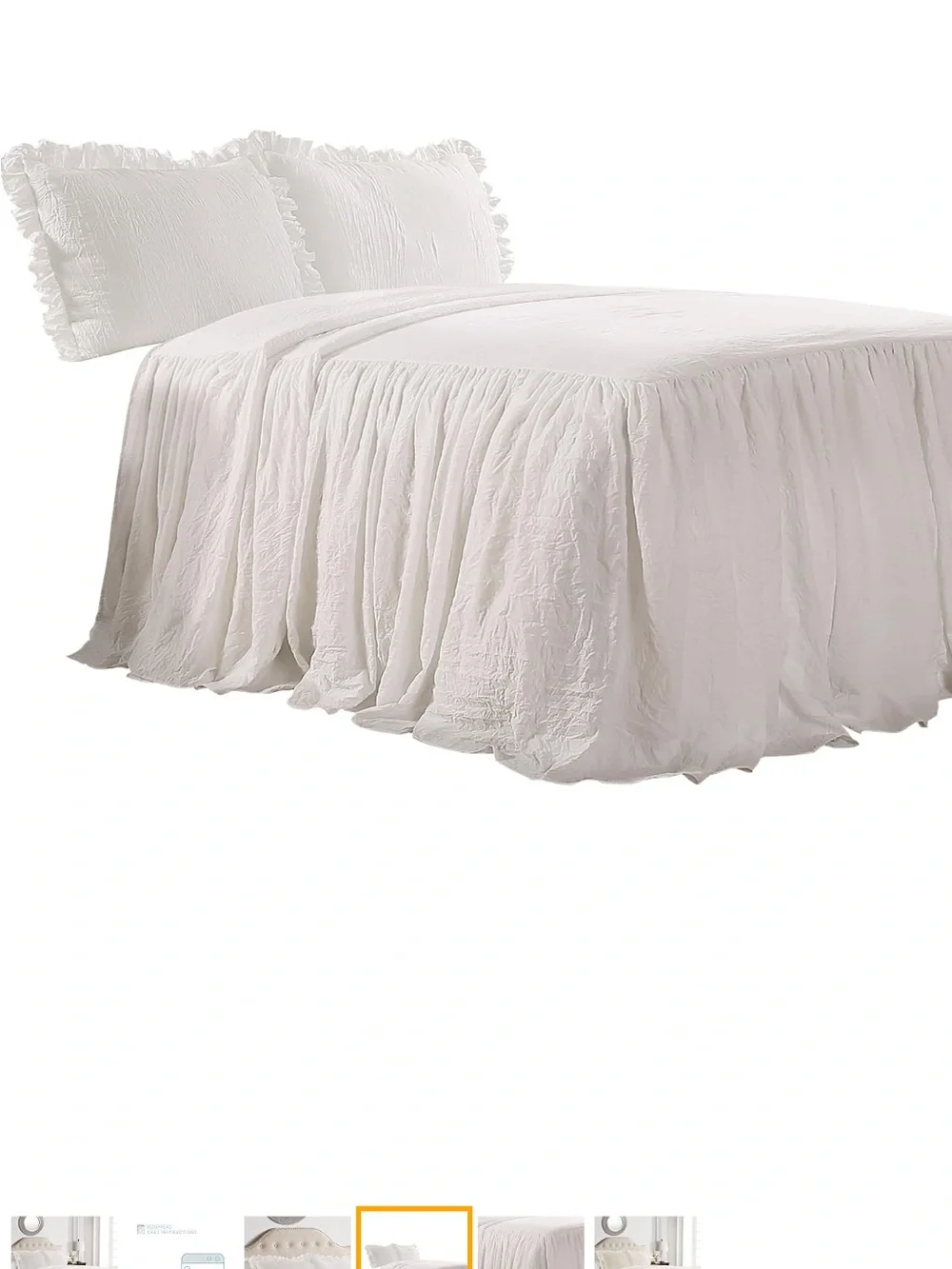 Lush Decor Ruffle Skirt Bedspread Set - 3-Piece Luxurious Farmhouse Bedding